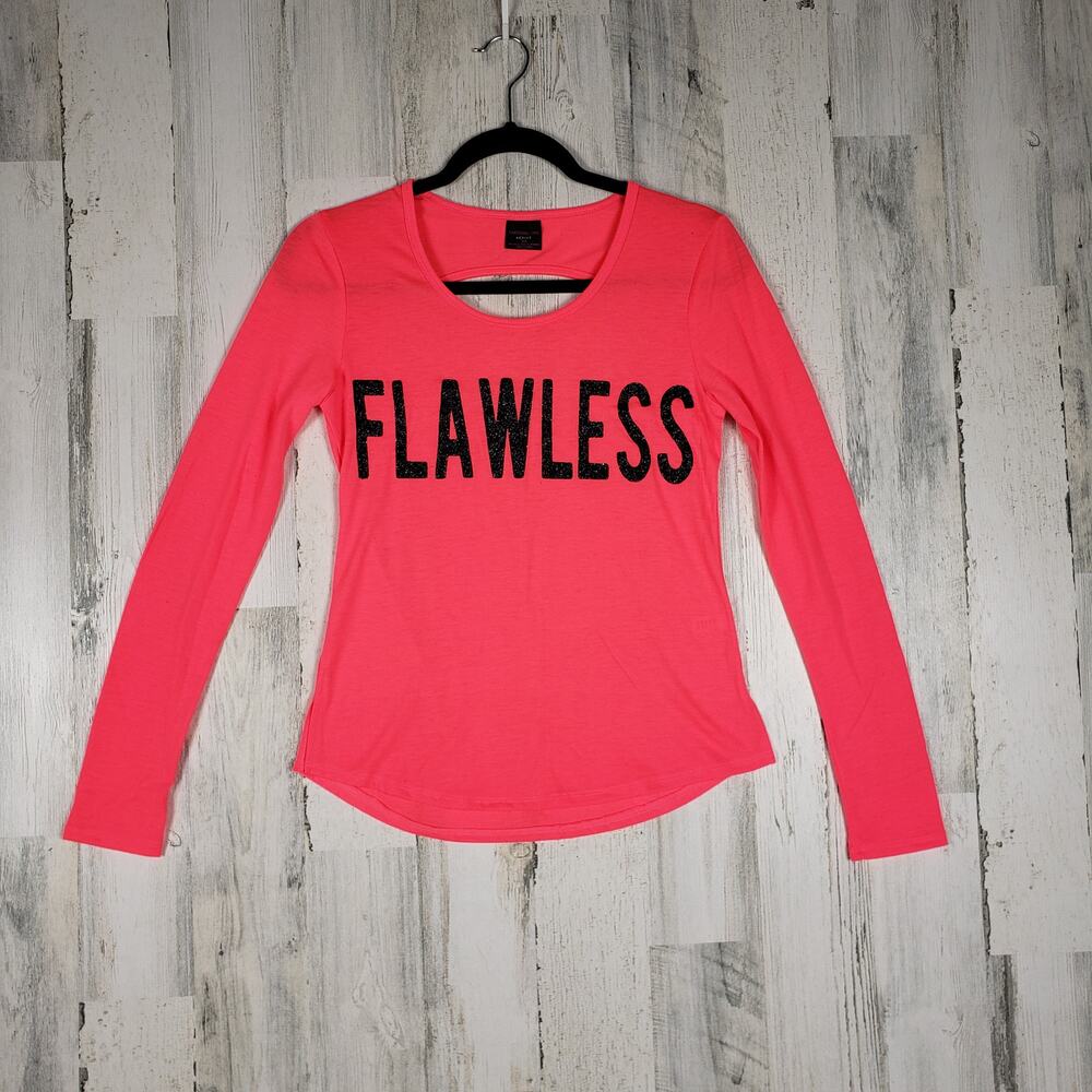 Material Girl Active Pink Flawless Long Sleeve Keyhole Back Top Women's Size XS